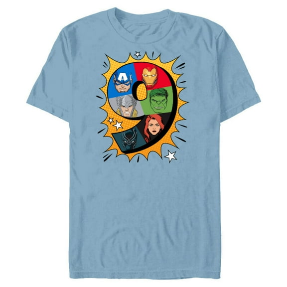 Marvel Avengers Comic Super Heroes 9th Birthday - Short Sleeve Blended T-Shirt for Adults - Customized-Ocean Blue