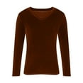 thumbnail image 3 of Sweatshirt for Women Summer Fashion Clothing V Neck Casual Women's Blouses Classic Womens Long Sleeve Tops Brown, 3 of 7