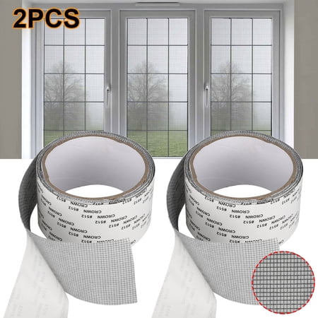 2pcs 2x87'' Window Screen Patch Repair Kit Tape, EEEkit Strong Adhesive Long Lasting Fiberglass Covering Mesh Waterproof, Repair for Window Screen and Screen Door Tears Holes