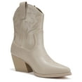 thumbnail image 4 of Soda Women Cowgirl Cowboy Western Stitched Ankle Boots Pointed Toe Short Booties High Top Blazing Beige Nude Bone 11, 4 of 4