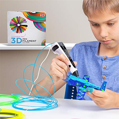 ATARAXIA ART 3D Pen Filament Refills, PLA 1.75mm, 24 Colors,394 feet, 3DPen  Filament with Stencils Book, Reusable Colorful 40 Pattern Printing Paper  with Transparent PVC pad & 2 Finger Protectors 