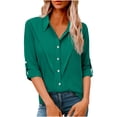 thumbnail image 2 of YFNNUP Women's Button Down Shirts Plus Size Long Sleeve Blouses Casual Business Work Shirt Solod Color Dressy Tops, 2 of 9