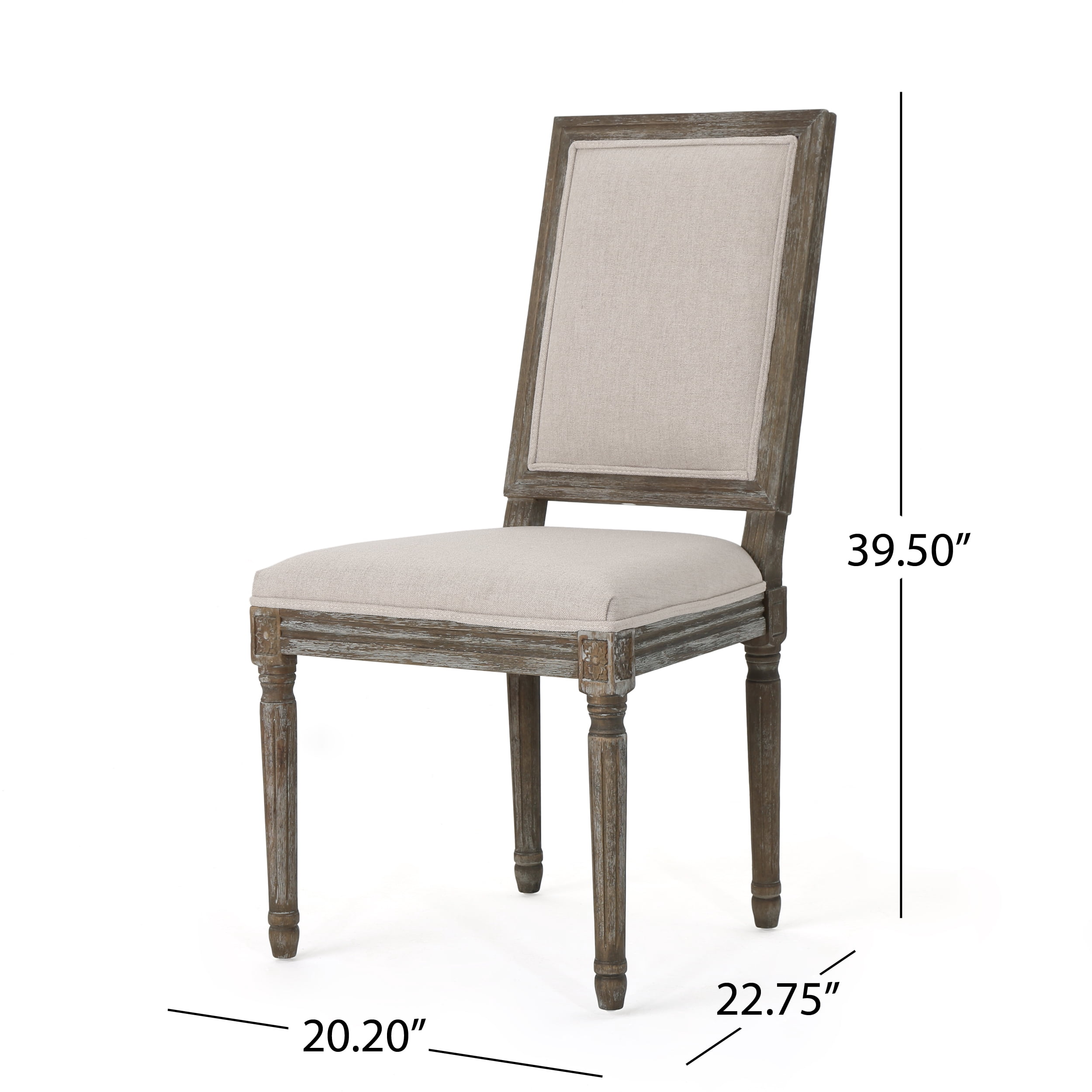 Noble House Dior Indoor Traditional Fabric Dining Chairs, Wheat, Dark Brown