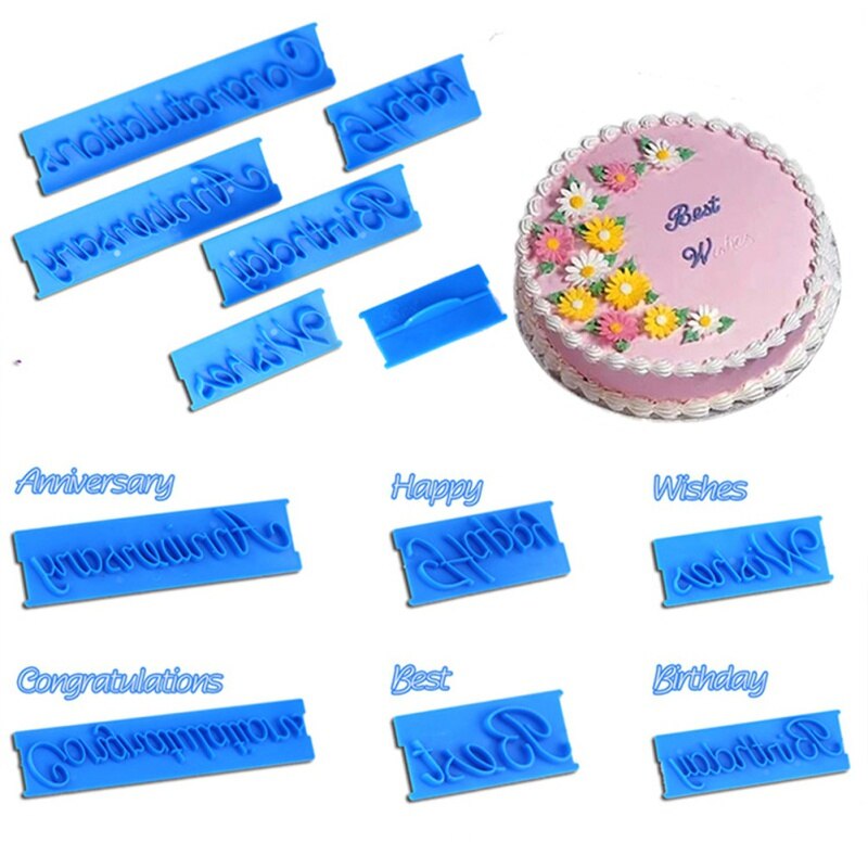 6pcs / Set Handwriting Fondant Cake Embosser Letters
