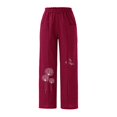 thumbnail image 3 of Gibobby pantalones colombianos de mujer Pantalones casuales de color sólido para mujer Pantalones con bolsillos en la cintura elástica Pantalones de pierna ancha (Vino, S), 3 of 5