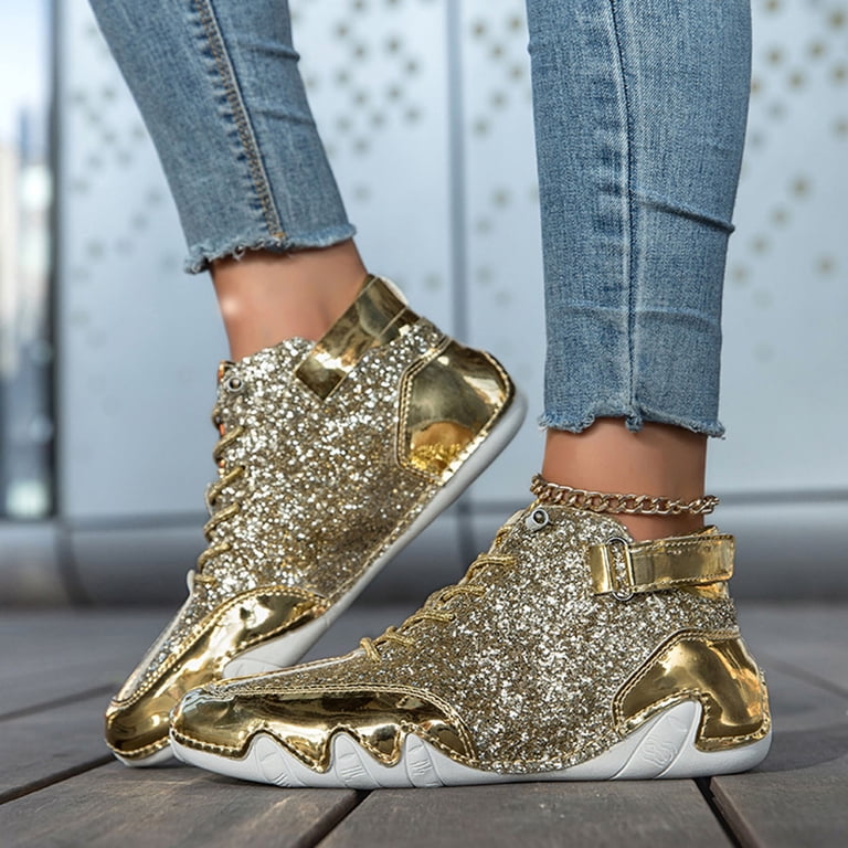 Chenyee Womens Mens Glitter Sparkly Casual Shoes Lace Up  display picture 1