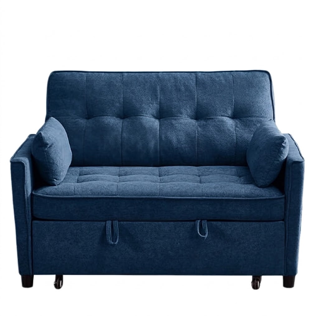 3-in-1 Convertible Sofa Bed with USB Charging Ports, Pull-Out Sleeper Sofa with Adjustable Backrest and Side Pocket, Compact Loveseat Couch for Living Room, Apartment, Dorm