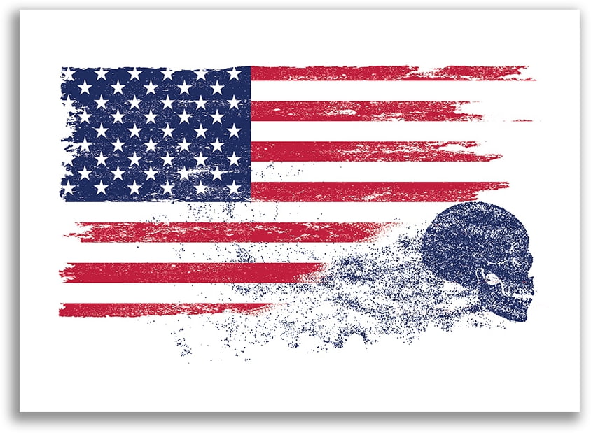Awkward Styles Usa Flag Canvas Wall Art Skull