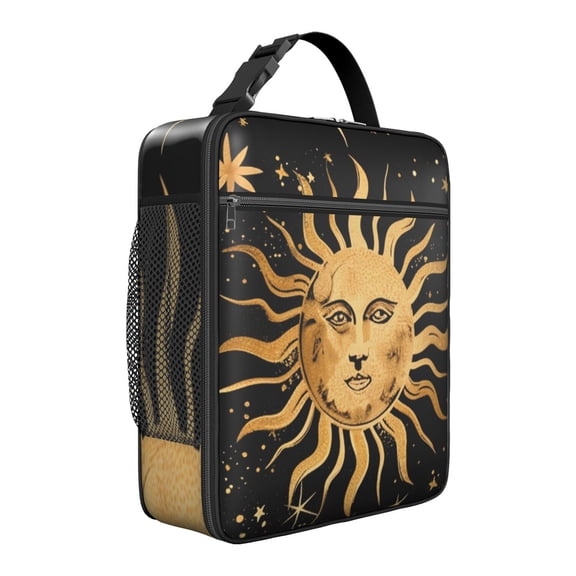 Starry Night Gothic Lunch Box: Moon/Stars Pattern - Insulated Reusable Bag, Leakproof Cooler Tote with Adjustable Strap & Zipper