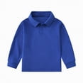 thumbnail image 4 of Ccpelsie Kids Athletic Long Sleeve Polo Shirt Lightweight Performance Top for Jogging Hiking and Outdoor Play（A01-Blue,3-4 Years), 4 of 7