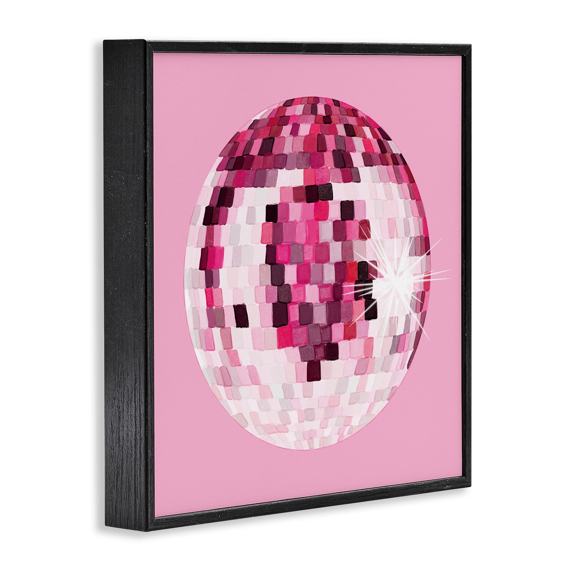 Stupell Industries Dazzling Pink Disco Ball Shining Geometric Pattern Graphic Art Black Framed Art Print Wall Art, Design by Hey Bre! Creative Studio