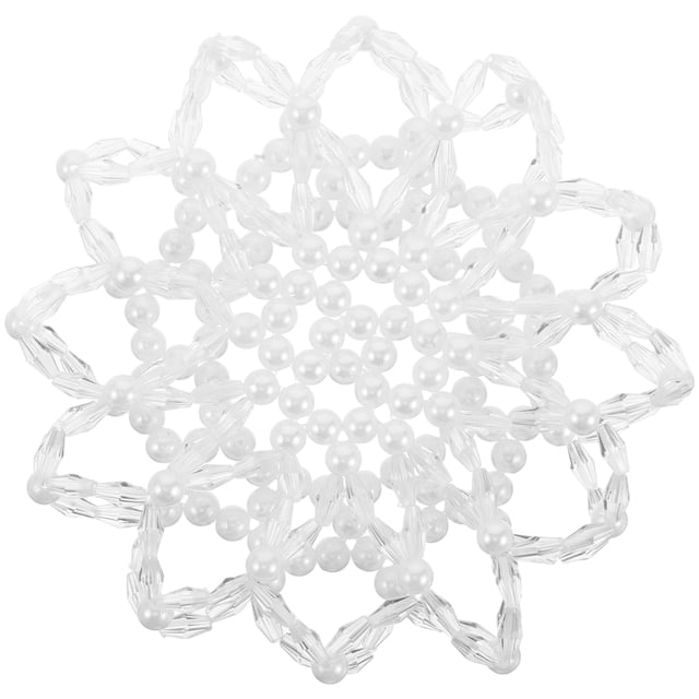 BRIGHTFUFU Moño elástico hecho a mano de ganchillo con perlas y diamantes de imitación, redecilla para el pelo, accesorios para el cabello para mujeres y niñas, baile y patinaje.