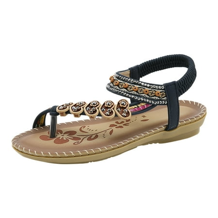 

Sandals Women Summer Fashion Women Casual Open Toe Flat Love Rhinestone Comfortable Soft Bottom Breathable Elastic Band Shoes Sandals Sandals For Women Dressy Summer Prom Dress