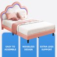 thumbnail image 5 of Dextrus Queen Bed Frame with LED Lights and Adjustable Cloud Headboard, No Box Spring Required, Easy Assembly, Pink, 5 of 6