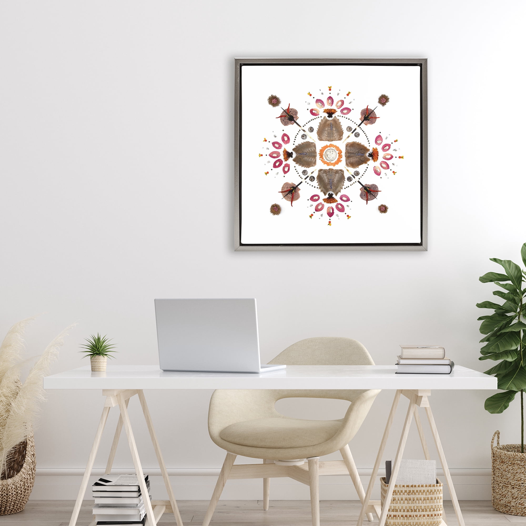 Stupell Industries Symmetrical Nautical Collection Gray Framed Floater Canvas Wall Art, design by Beth Adoette