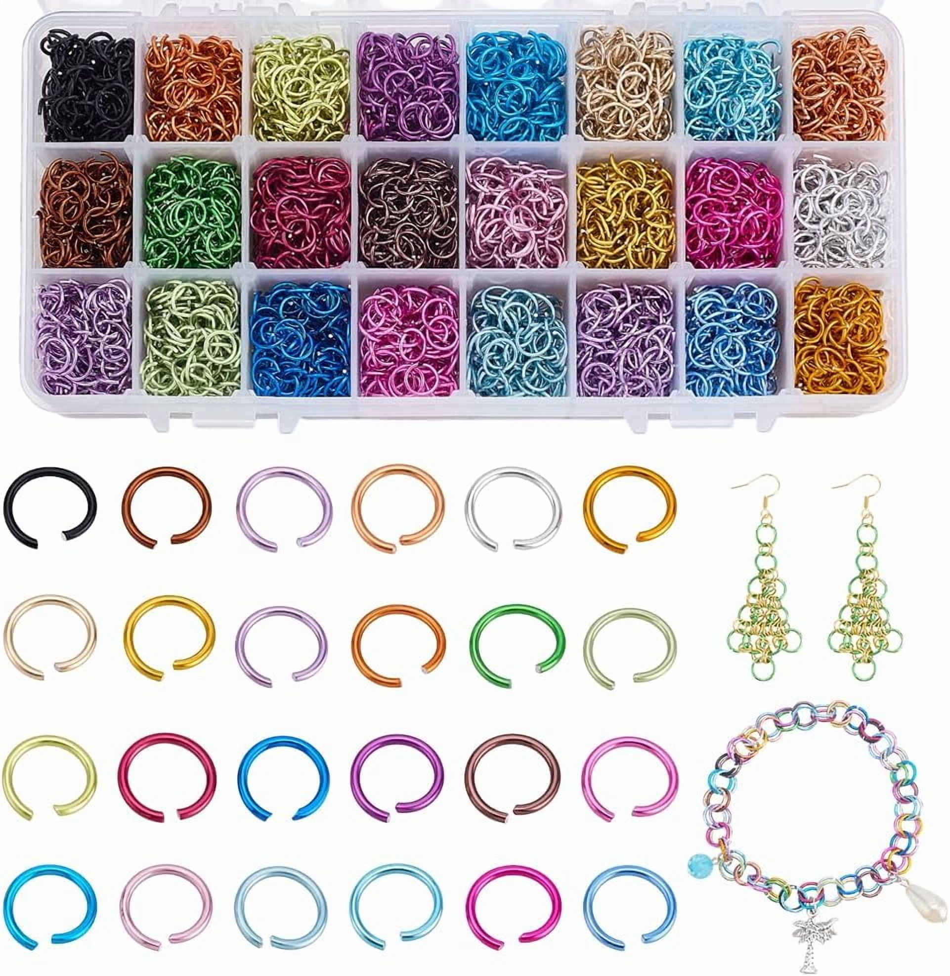 2400pcs 24 Color 10mm Aluminum Jump Rings Open Jump Rings for Choker Necklaces Bracelet Chain Maille Jewelry Making
