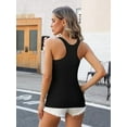 thumbnail image 6 of Charmo Womens 3-packs Cotton Tank Tops Fitting Racerback Undershirts Base Layer Camisole with Shelf Bra, 6 of 6