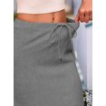 thumbnail image 6 of Linen Flared Maxi Skirt with Back Slit - Elastic Waist Drawstring Long Flowy Ankle-Length Skirt Dark Gray XXL, 6 of 9