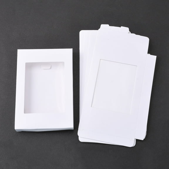 50pcs Foldable Creative Kraft Paper box Wedding Favor boxes Favour box Paper Gift box with Clear Window Rectangle White box: 12.5x8.5x1.5cm Paper