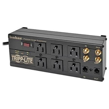 Isobar Audio - Tripp Lite Isobar Surge Protector Metal 6 Outlet RJ11 Coax 6' Cord 2850 J ISOBAR6DBS