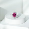 thumbnail image 3 of Rosec Jewels Certified Lab Grown Pink Sapphire Oval Engagement Ring with Halo (8X10mm, 4 Ct, AAAA Grade) - with Jewelry Box, 10K White Gold, US 12.00, 3 of 7
