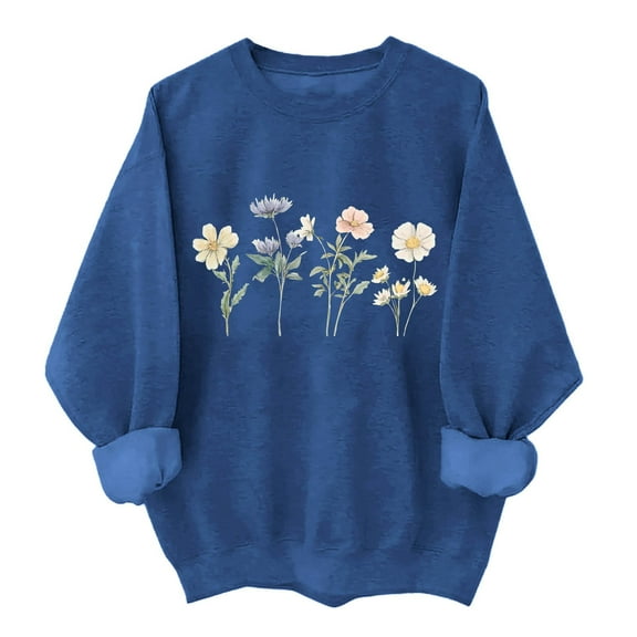 perfectbot Women's Loose Crew Neck Hoodie - Casual Print Long Sleeve Fall Winter Pullover Sweatshirt - S-XXL