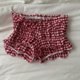 thumbnail image 4 of Women Vintage Checkered Pajama Shorts Sweet Ruffle Edge Low Waist Lounge Shorts Bloomers Sleepwear Pettipants Red L, 4 of 4