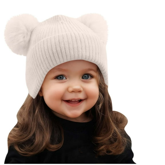 Ugoldhm Baby Winter Beanie Hat - Double Plush Ball Ear Flaps Warm Hats for 6 Months to 3 Years