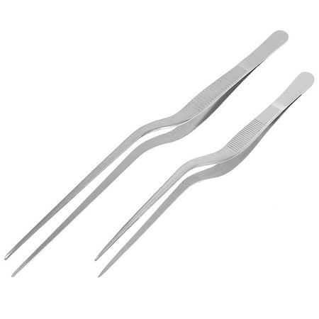 

2pcs Cooking Tweezers Stainless Steel Western Food Tweezers Precision Clamp Tweezers