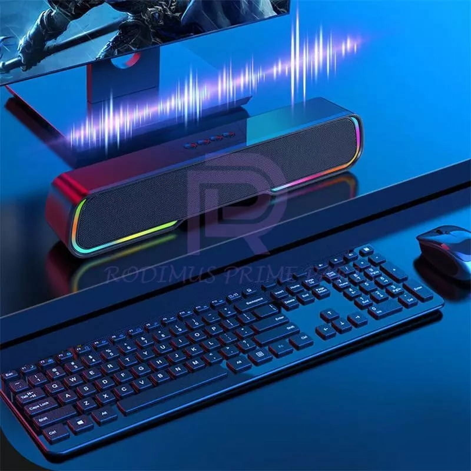 MYJTOPUS LED Soundbar Speaker Sound Bar, Mini Subwoofer Soundbar with Bluetooth Wireless for TV, Computer, Black