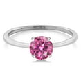 thumbnail image 2 of Gem Stone King 10K White Gold Pink Moissanite Solitaire Engagement Ring for Women (0.80 Cttw, Round 6MM, Gemstone Birthstone, Size 5.5), 2 of 5