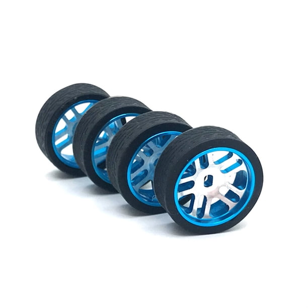 Tholdsy 4 piezas 1/28 neumático de carreras de Control remoto reemplazar neumáticos de pieza Kits de construcción modelo Azul
