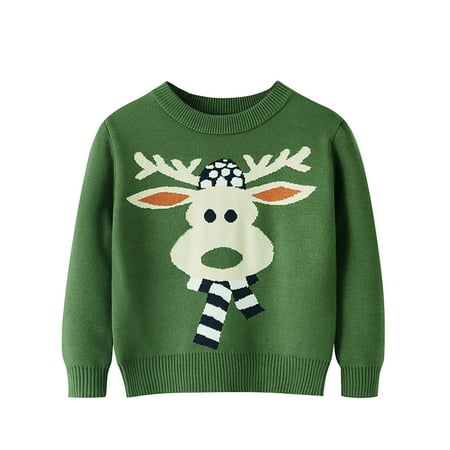 

RPVATI Toddler Baby Boy Girl Christmas Sweater Knitting Long Sleeve Pullover Crewneck Sweaters 1-7Y