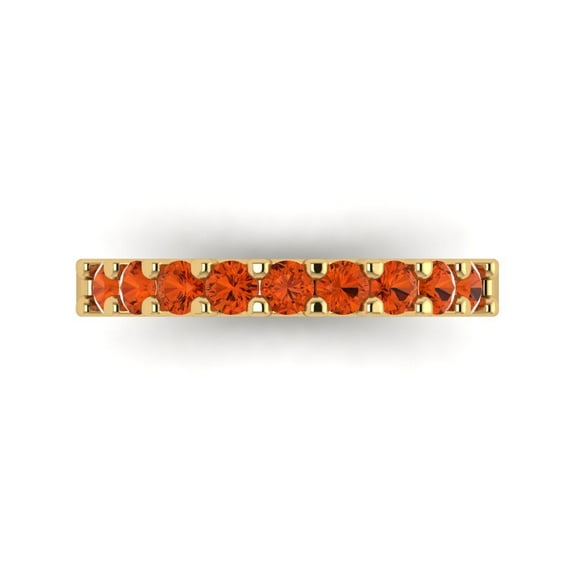 0.63 ctw Wedding Band for Women - 18K Yellow Gold Simulated Red Diamond Stackable Eternity Ring