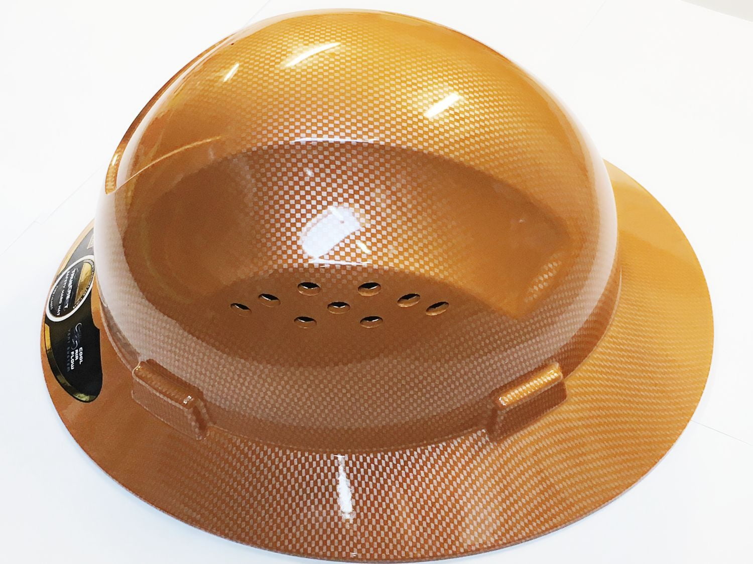 HDPE Natural Tan Full Brim Hard Hat with Fas-trac Suspension by
