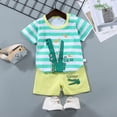 thumbnail image 2 of kpoplk Baby Boy Summer Clothes 12-18 Months 2Pcs Set Casual Short Sleeve T-Shirt and Elastic Waist Shorts Outfits(Light Green,6-12 M), 2 of 4