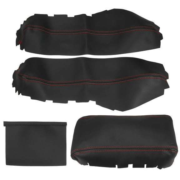 3Pcs/Set Microfiber Leather Auto Car Armrest Protector Cover Replacement for Honda Civic 2016-2020 Black and Red Line
