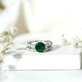 thumbnail image 4 of Rosec Jewels Lab Grown Emerald Wedding Ring Set - Emerald Engagement Ring with Band - AAAA Quality - With Jewelry Box, 10K White Gold, US 3.50, 4 of 7