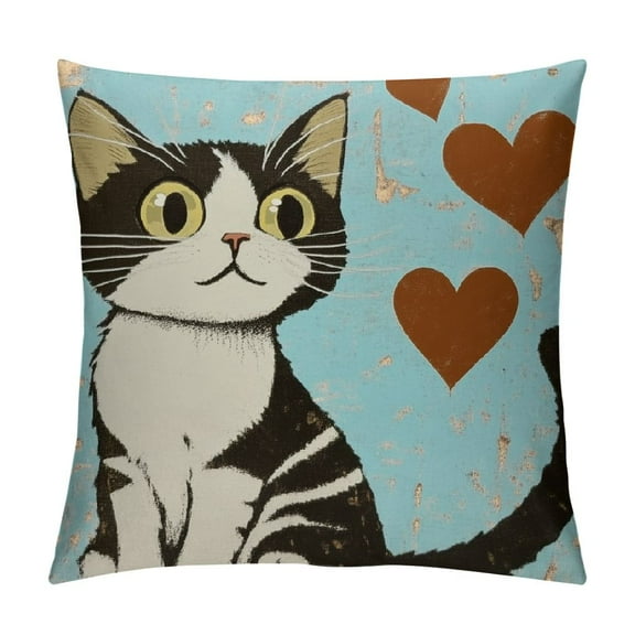 Patifu Cats Throw Pillows,Pillow Cover , Cat Themed Decor for Home Bedroom Living Room Girls Room,Gifts for Cat Lovers Cat Gifts 12x12in