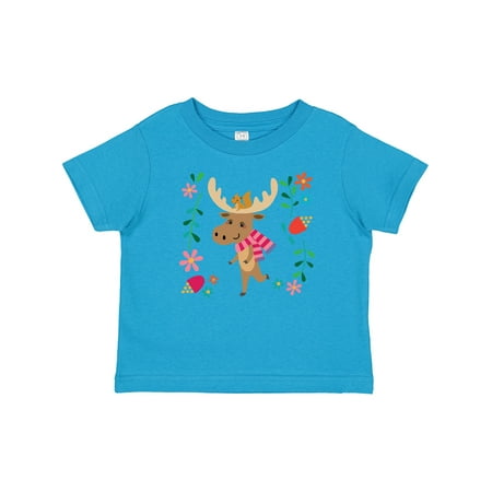 

Inktastic Woodland Moose Spring Flowers Gift Baby Girl T-Shirt