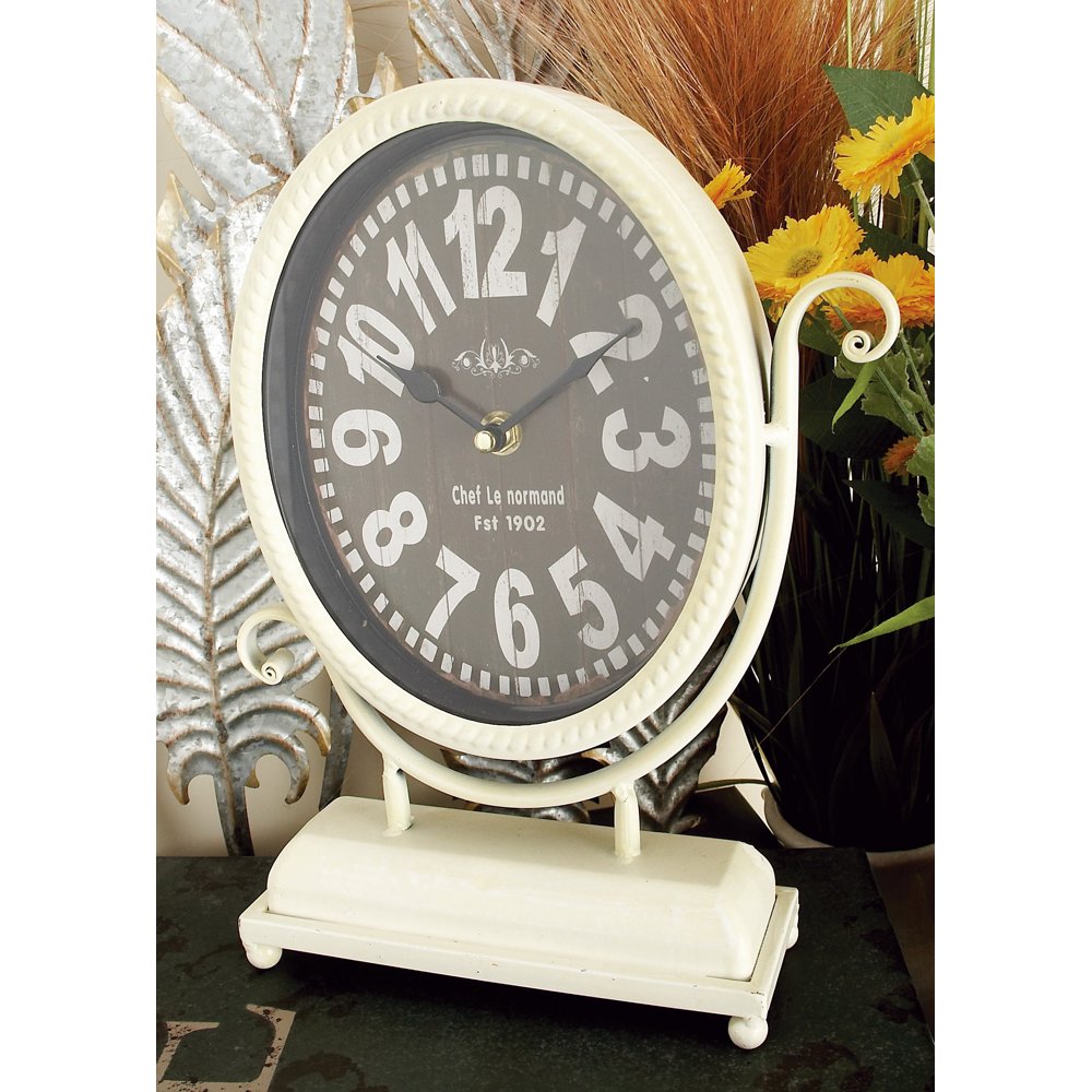 DecMode 9"W, 12"H Metal Vintage Analog Tabletop Clock, Black, 4