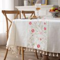thumbnail image 1 of Embroidery Tassel Tablecloth  Cotton Linen Dust Proof Table Cover  for Kitchen Dining Room Home Party Tabletop Decor Yening, 1 of 6