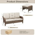 thumbnail image 7 of Unnifurnzi Patio Couch Set-All Weather Wicker Outdoor Couch with Outdoor Ottoman High Back Outdoor Sofa Set for Porch Balcony Deck-Brown/Beige, 7 of 7