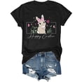 thumbnail image 5 of Women's Fashion Casual Easter Print Round Neck Short Sleeve T-Shirt Top Black XL, 5 of 5