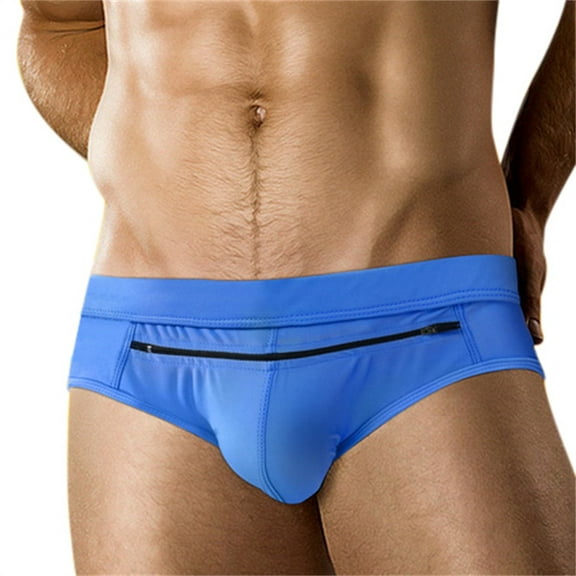 Gubotare Mens Swim Thongs Men's Print Swim Bikini Low Rise Surfing Briefs Quick Dry Swimsuit Swimwear Short (Blue,M)