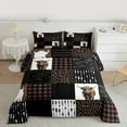 thumbnail image 2 of Manfei Cute Highland Cow Bedding Comforter Set,Brown Leopard Print Twin Comforter Sets,Patchwork Geometric Plaid Bedding Set For Girls Boys,Breathable Home Decor Reversible,2-Piece, 2 of 8