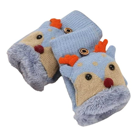 

ZMHEGW Children s Gloves Winter Warm Flip Half Finger Wool Baby Gloves Men And Girls Five Fingers Knitted Baby Gloves Women Gloves Mittens Combo with Pocket