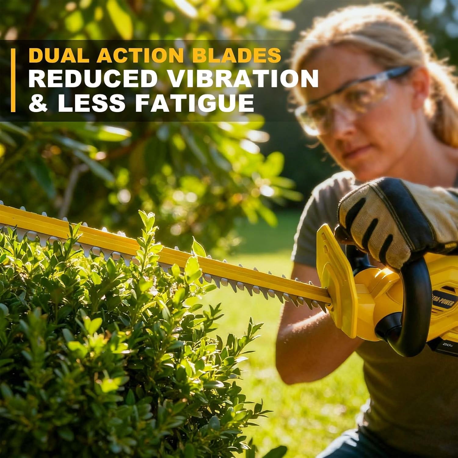 22-Inch Cordless Hedge Trimmer Compatible with DeWalt 20V  Battery, Lightweight Electric Bush Shrub Edge Trimmer with 250W Motor for Yard Maintenance