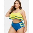 thumbnail image 3 of Gradas del volante entrecruzado más el tamaño de baño tankini Rosegal  Blusas Tallas Grandes, 3 of 5