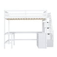 thumbnail image 5 of Euroco Wood Frame Desk Bookcase Full Loft Bed with Storage Staircase and Shelf for Kids Teens White, 5 of 18